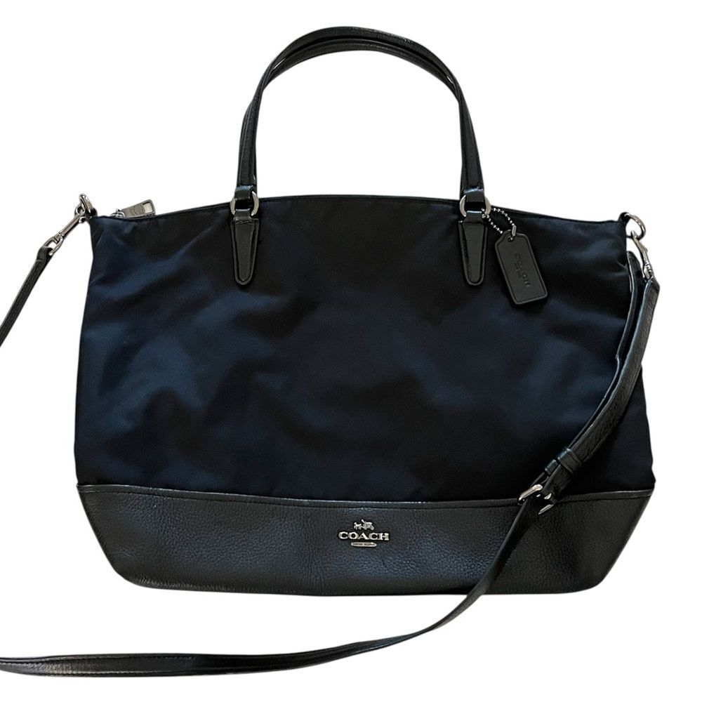 Coach Black Nylon & Leather Shoulder Tote Crossbody Bag